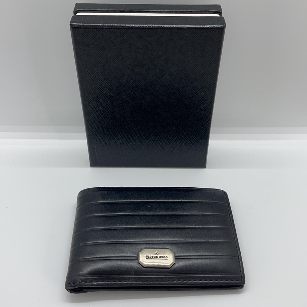 Victor Hugo Hugo Boss BlackLeather Foldable Wallet